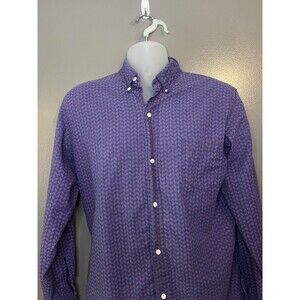 VTG Reminiscence Shirt Mens Large Blue Geometric Long Sleeve Button Down Casual